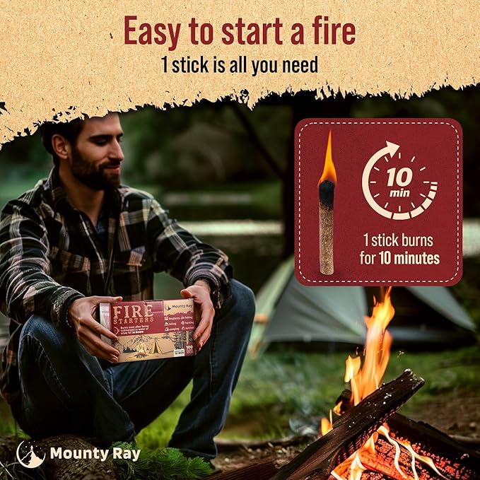 100 pcs Fire Starters for Campfires – Waterproof– All-Weather Fire Starters – for Indoor & Outdoor Use