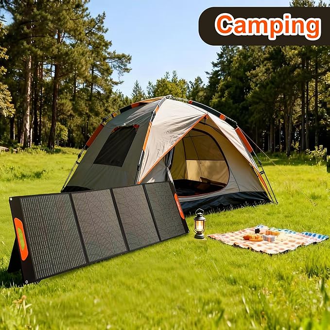 200W Portable Solar Panel, Monocrystalline ETFE Solar Charger with 23.5% High Conversion Efficiency, Foldable Solar Panel with MC4 Output for Portable Power Station, Camping, RV, Outdoor Emergency