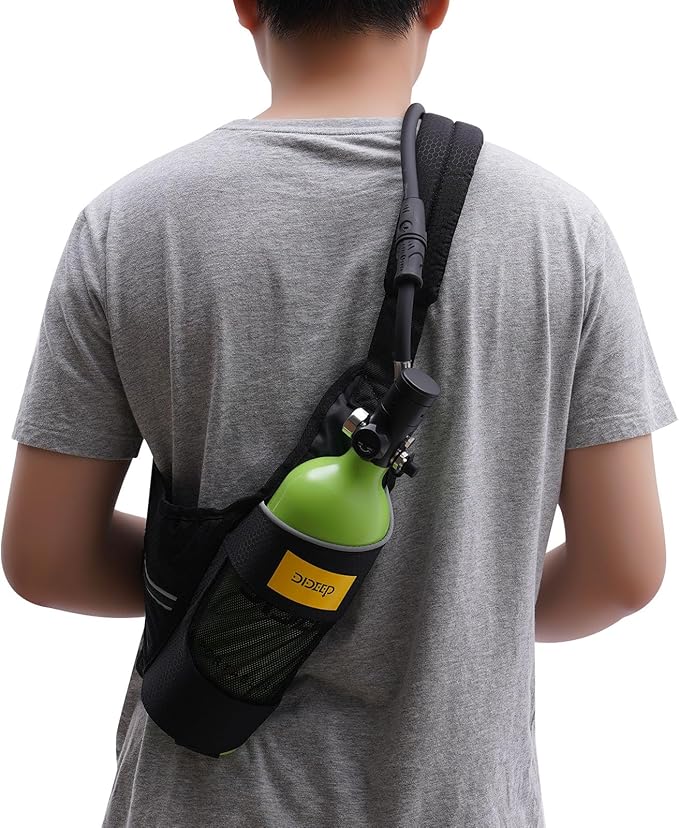 Mini Scuba Tank, 0.9Qt Portable Oxygen Tank with Carrying Strap for 15-20 Mins Underwater, 3000PSI Breath Lung Tank Portable Diving Gear for Diving, Emergency Rescue, Underwater Exploration