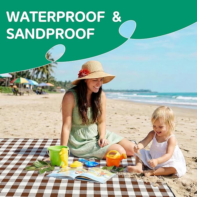 Waterproof Beach Blanket Picnic Outdoor Camping Mat Oversized Extra Large Foldable Sandproof Sand Free Resistant Big XL Giant Towel Hawaii Honeymoon Essentials Women Summer Must Have Vacation Gift