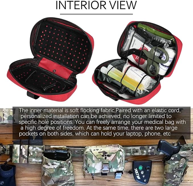 Ifak Pouch-Rapid Deployment Tactical MOLLE Trauma Kit Pouches, Quick Release Tear-Off Medical First Aid Kit Organiser with Red Immediate Identify for Emergency Surviva.
