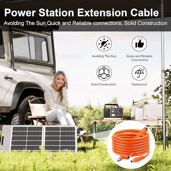 50FT 14AWG DC7909 Solar Panel Extension Cable Compatible with Jackery Solar Generator,Solar Charging Cord Female to Male with DC8020 Power Adapter Suit for Gz Yeti,Anker Jackery Portable Power Station
