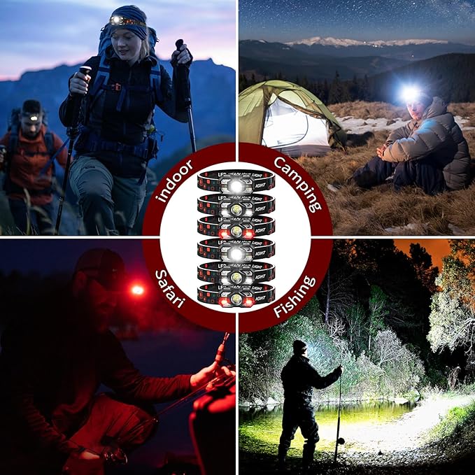 Headlamp Rechargeable 30Pack, 3000 Lumen Ultra-Light Bright Headlamp Flashlight with White Red Light, LED Headlight, 5+5 Mode for Outdoor Camping Fishing Running Hiking (30)
