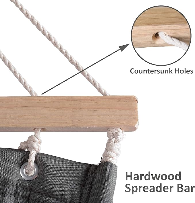 SUNCREAT Hammocks Double Hammock with Adjustable Wooden Stand Included, Outdoor Hammocks for Outside, 475 lbs Capacity, Dark Gray