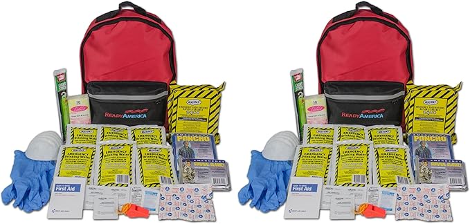 Ready America 70180 72 Hour Emergency Kit, 1-Person, 3-Day Backpack, Includes First Aid Kit, Survival Blanket, Emergency Food Portable Disaster Preparedness Go-Bag for Earthquake, Fire, Flood