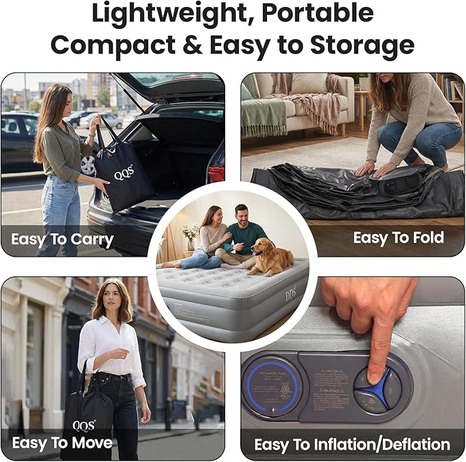 Air Mattress Twin with Built-in Pump, 18'' Raised Inflatable Bed, 660lb Heavy Duty Support Blow Up Mattress with Bag for Guest, Home & Camping