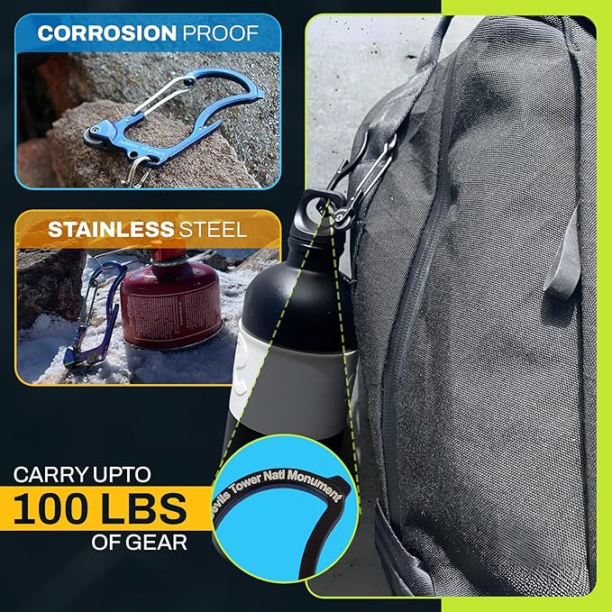 OUTDOOR ELEMENT Firebiner Custom Engraved 6-in-1 Fire Starter Carabiner Multitool – Survival Gear EDC Keychain with Utility Blade, Bottle Opener, Screwdriver, Emergency Tool