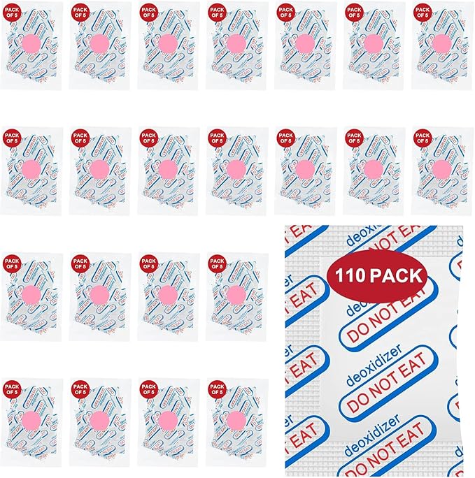 110 Packs 700CC Food Grade Oxygen Absorbers （5 Packs in Individual Vacuum Bag, 22x Packs of 5), Oxygen Absorbers For Long Term Food Storage, with Oxygen Indicator, for Mylar Bags, Mason Jars