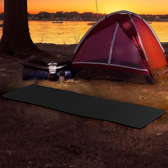 Foam Sleeping Pad - Lightweight 1-Inch Mat for Camping, Cots, Tents, Backpacking, and Yoga - Non-Slip and Waterproof with Handle by Wakeman