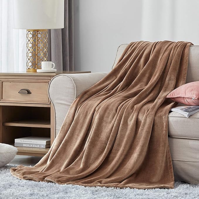 Hansleep Fleece King Size Blanket for Bed Camel, Super Soft Flannel Fuzzy King Size Plush Cozy Blanket for All Seasons, Camel, King 90x108 Inches