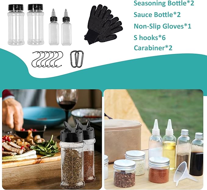 Logcow Camping Kitchen Utensil Set Outdoor Cooking Set Accessories Camping Cookware Kit for Travel, RVs, BBQs Stainless Steel Portable Camping Essentials Cooking Knife Set
