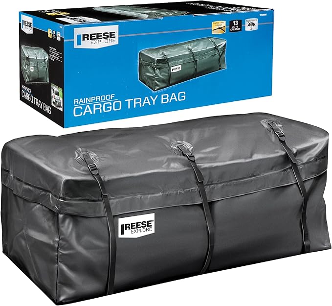 Reese Explore 1043000 Rainproof Hitch Cargo Carrier Bag, 13 Cubic Feet Cargo Space, 54 x 21 x 20 Inches, Fits Most Full-Size Hitch Mounted Cargo Carriers