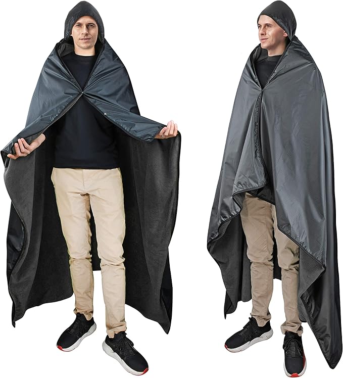 Catalonia Waterproof Stadium Blanket, Windproof Wearable Poncho for Football Sideline & Sports Events for Fans, Portable, Durable Outdoor Blanket for Camping & Tailgating