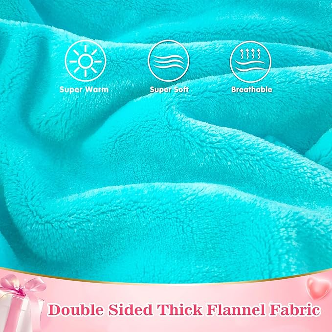 Waitu Wearable Blanket Sweatshirt for Women and Men, Super Warm and Cozy Giant Blanket Hoodie, Thick Flannel Blanket with Sleeves and Giant Pocket - Cyan