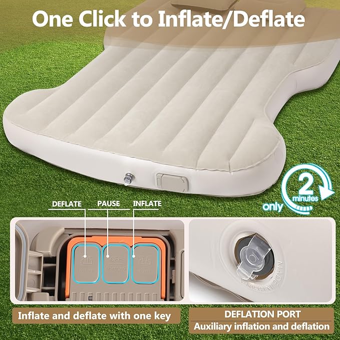 for Tesla Model Y Air Mattress, Self Inflating Car Camping Mattress with Wireless Charging Air Pump, 2 Pillows, Storage Bag, Sleeping Mat for Tesla Model Y Accessories 2020-2024 2025