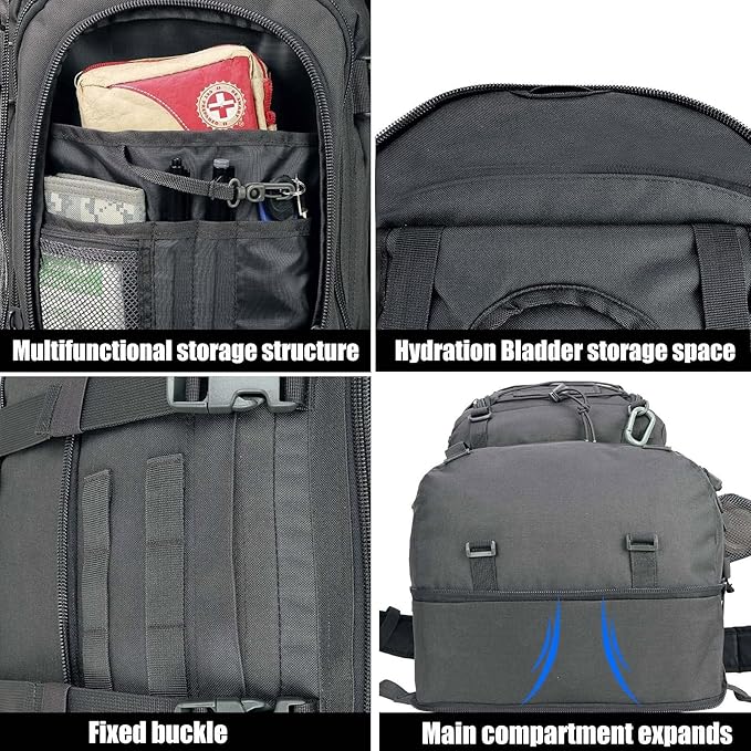 Miramrax Tactical Backpack Military Hiking Daypack - Molle Backpack for Men 3 Day Assault Pack Bug Out Bag for Camping (Grey)