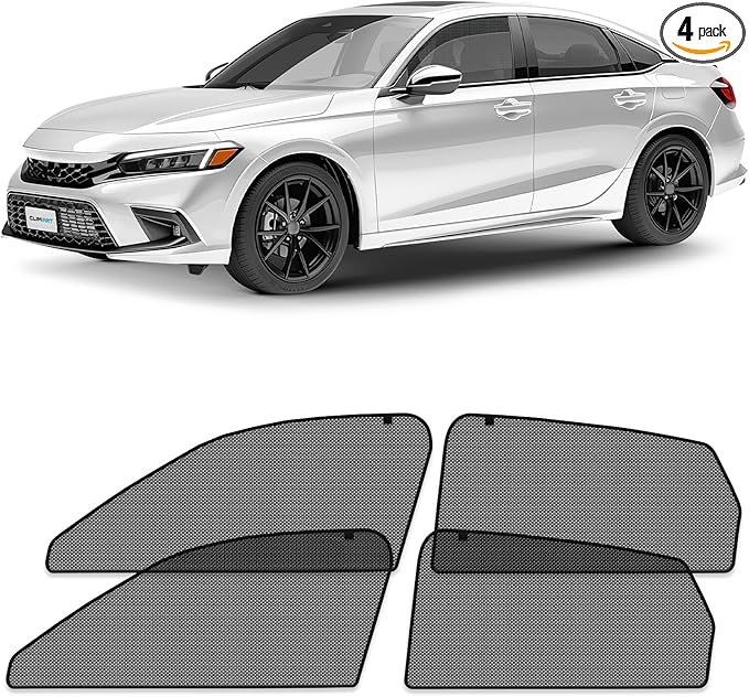 CLIM ART Magnetic Car Window Shades for Honda Civic 2022-2026 Sedan – Custom-Fit Sun Blocker Curtains, Side Window Covers, Essential Car Accessories for Camping, Baby, and Privacy Protection - MS0256