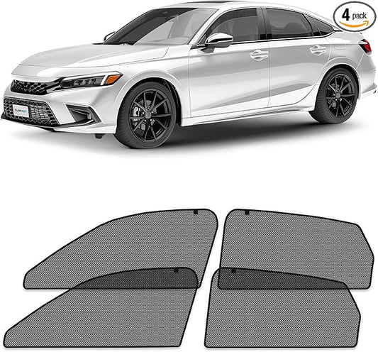 CLIM ART Magnetic Car Window Shades for Honda Civic 2022-2026 Sedan – Custom-Fit Sun Blocker Curtains, Side Window Covers, Essential Car Accessories for Camping, Baby, and Privacy Protection - MS0256