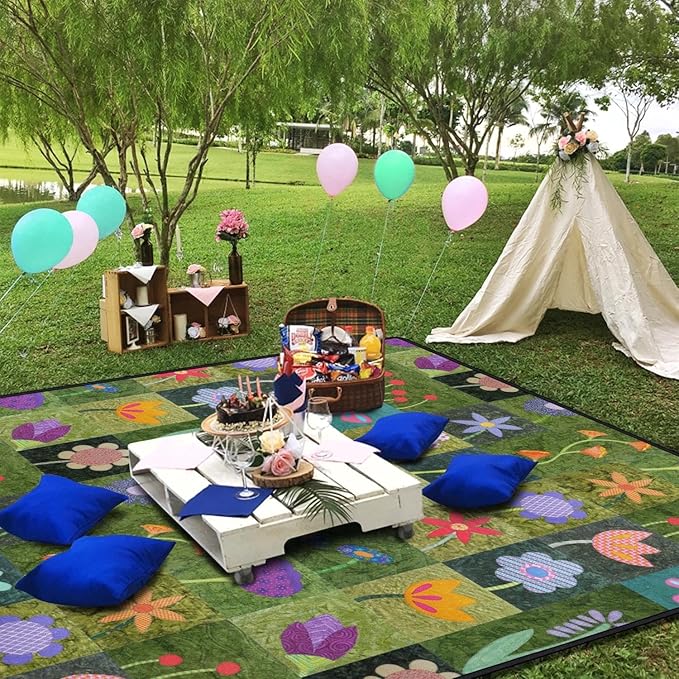 Supfitness Extra Large Picnic Blankets Waterproof Foldable (80 "x 80") Beach Blanket Waterproof Sandproof,3-Layer Thicking Mat Outdoor Packable Camping Blanket