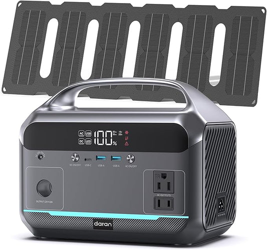 Portable Power Station with Solar Panel 40W, 288Wh (90,000mAh) LiFePO4 Battery, 350W (600W Peak) Generator, 8.2LB Portable Charger with AC Outlets for Home, Camping, Emergency