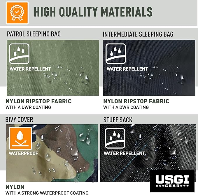 Military Sleeping Bag System Tactical Gear – 4-Part Modular Sleeping Bags Cold Weather Includes Stuff Sack, Bivy Cover, Intermediate Cold Weather and Patrol Bag – Waterproof and Lightweight