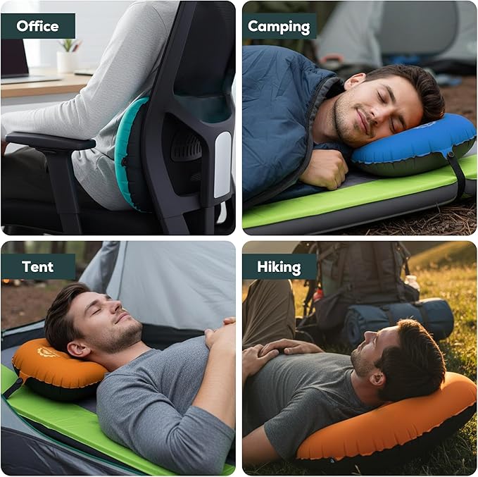 Gear Doctors 3.5oz Compact Ultralight Inflatable Camping Pillow —Inflatable Camp Pillow —Backpacking Pillows Ultralight—Camping Pillows for Sleeping, Hiking, Travel, Beach, Office, Neck, Lumper [Blue]