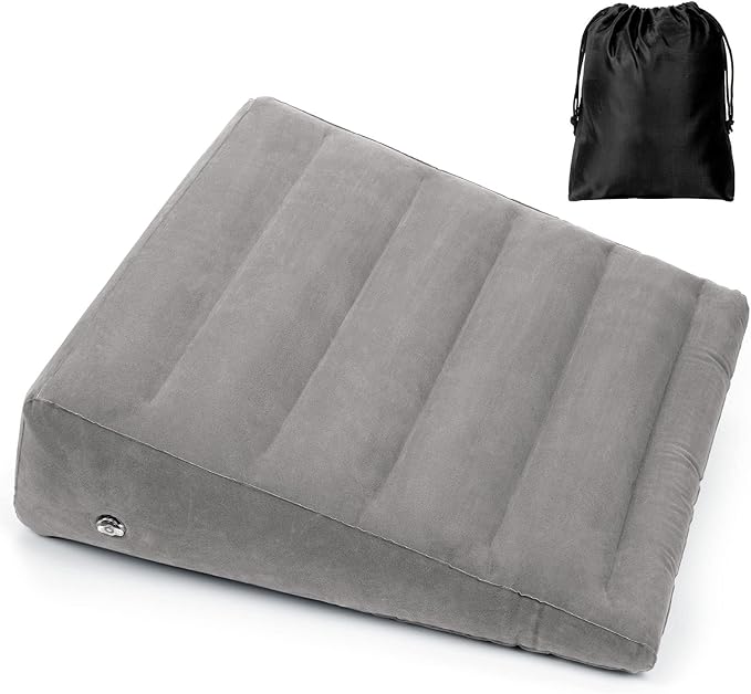 USHMA Inflatable Wedge Pillow for Sleeping, Portable Travel Wedge Pillow for Sitting in Bed, Inflatable Wedge Pillows for Travel, Blow Up Under Knee Pillow