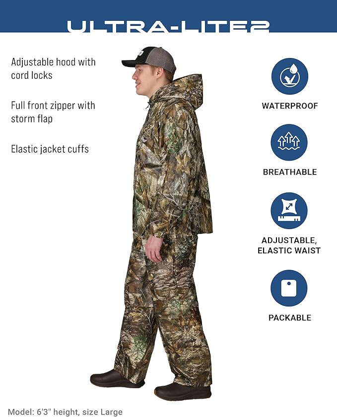 FROGG TOGGS Men's Ultra-Lite2 2-Layer Waterproof Breathable Rain Suit