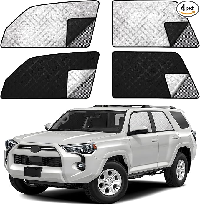 ZATOOTO Side Window Shade Cover for Toyota 4Runner 2017-Now, Double Layer Window Sunshade with Breathable Mesh Screen and Reversible Design Blackout Privacy Shade & UV Protection for Sleeping Camping