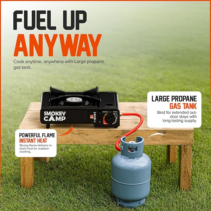 Portable Camping Stove with Plastic Suitcase 3000W Butane or Propane Fuel Compatable (Propane Adapter not Included), Automatic Ignition, Precise Heat Control, for Camping, Hiking, and Outdoor Cookwing