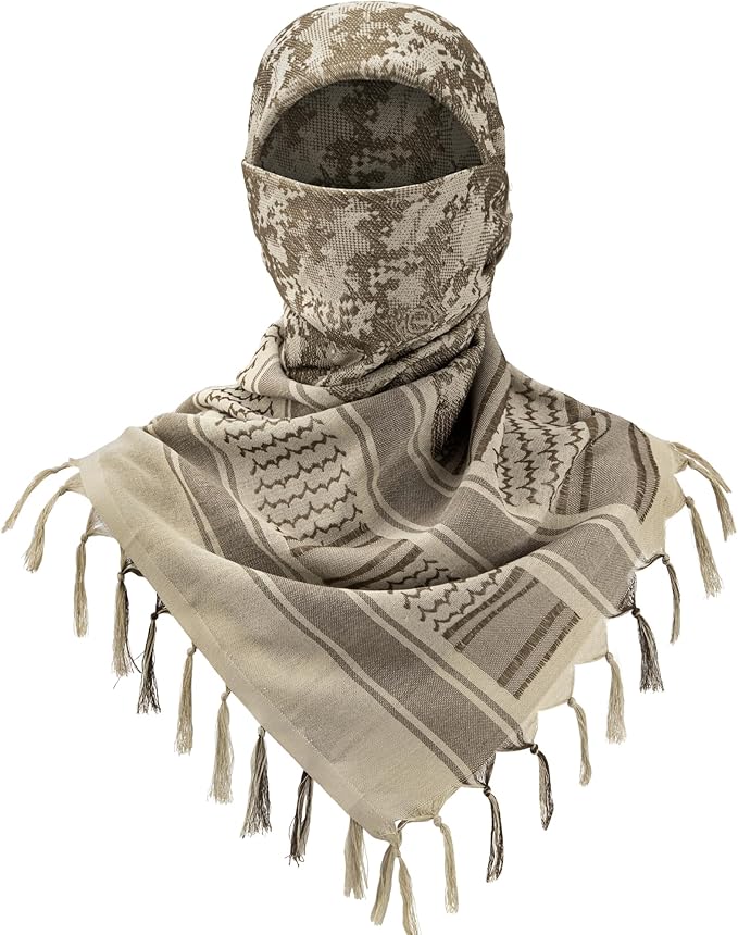 Aonal Military Shemagh Tactical Desert Scarf, 100% Cotton Keffiyeh Neck Head Scarf Wrap for Men Women