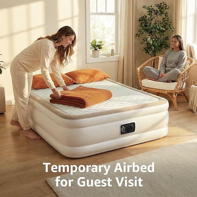 YENING Foam Full Size Air Mattress with Built in Pump Raised Double Blow up Bed Inflatable Camping Airbed 18 Inch Tall