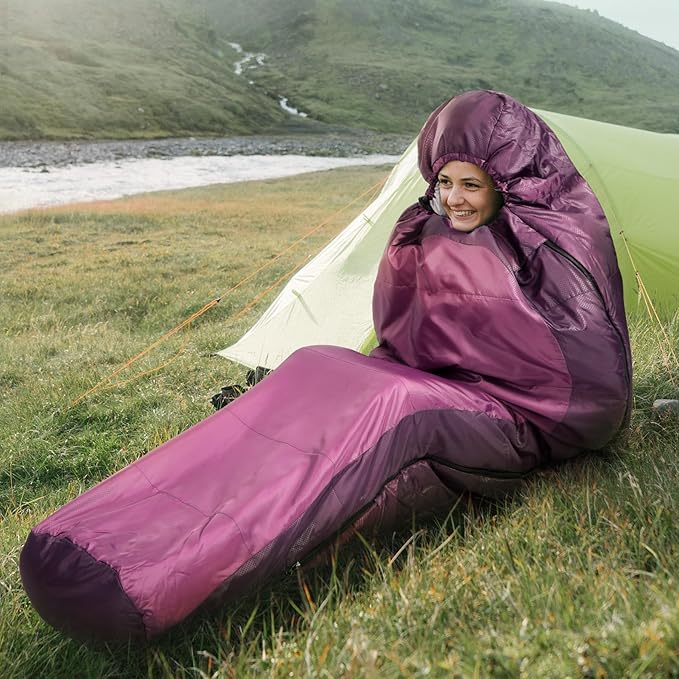 REDCAMP Ultra Lightweight Sleeping Bag for Backpacking, Hiking, Comfort for Adults Warm Weather, with Compression Sack
