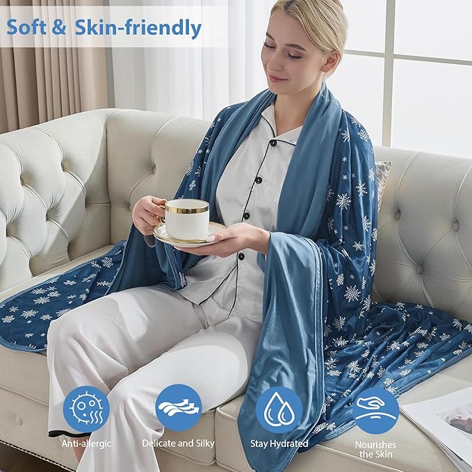 OIGAE Cooling Blanket for Hot Sleepers - Soft & Lightweight Summer Cold Blanket for Night Sweats | Perfect for Bed, Couch, Sofa (Dark Blue, Throw 50'' x 70'')