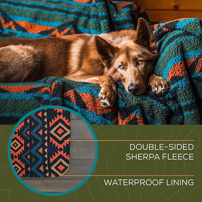 Wilderdog Sherpa Fleece Waterproof Dog Blanket - 60" x 90" - Olive