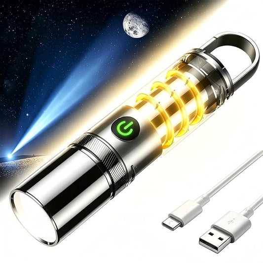 Rechargeable Flashlights High Lumens，Super Bright High Lumens Led Flashlights，6 Modes Zoomable Linternas，Small Flashlights Powerful，Suitable for Hiking Camping and Family Emergencies