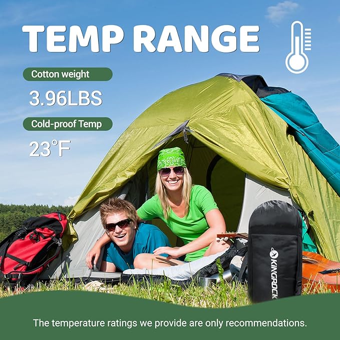 KINGROCK Sleeping Bags for Adults Backpacking Lightweight Waterproof- Cold Weather Sleeping Bag for Adults for Warm Camping Hiking Outdoor Travel with Compression Bags