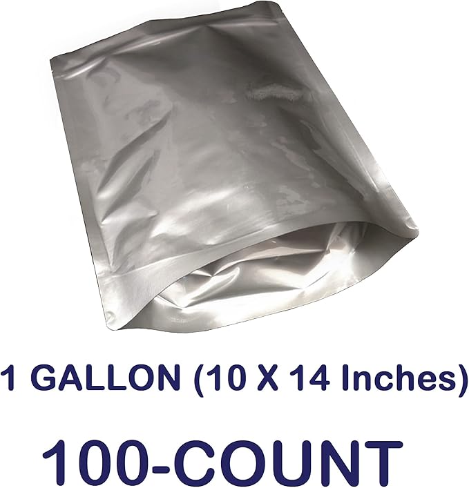 7 Mil Zip Top Mylar Bags Stand Up Pouch Gusseted Pouch in Multiple Sizes (100, 1 GALLON 10 x 14 inch)