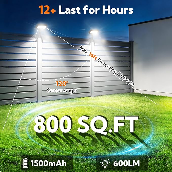 VZZNN 4 Pack Solar Motion Sensor Lights Outdoor, Flexible Octopus Tripod Security Lights, IP65 Waterproof with USB-C Charging, 600LM for Camping, Fence, Patio, Garden