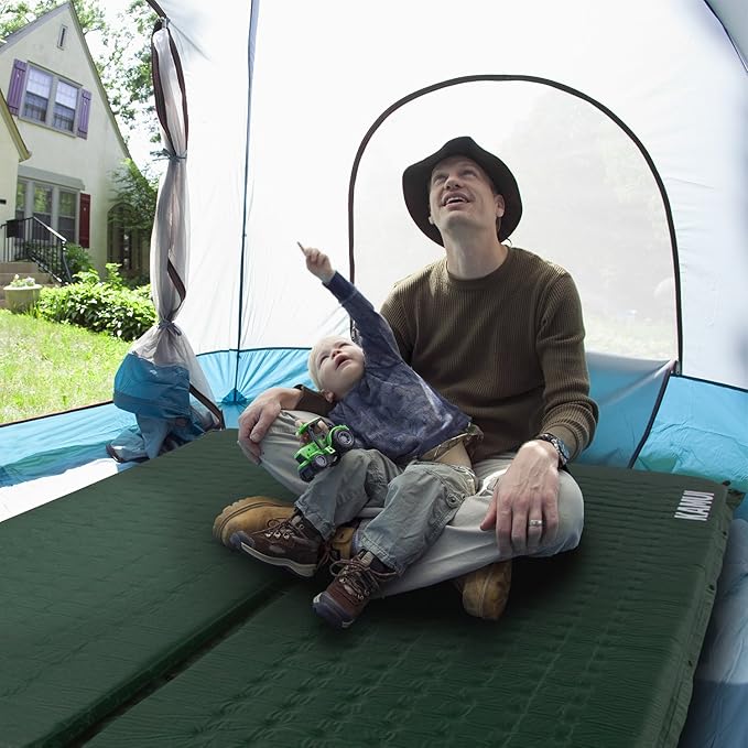 KAMUI Self Inflating Sleeping Pad - 2 Inch Thick Camping Pad Connectable with Multiple Mats for Tent and Family Camping