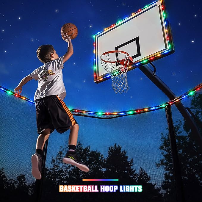 JMEXSUSS Trampoline Accessories 200 LED Trampoline Lights, 66ft IP 65 Waterproof Solar String Lights Outdoor, 8 Modes Solar Rope Light for Garden Yard Ladder Slide Tent Camp(Multicolor)