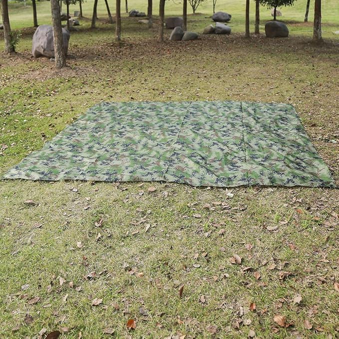 Camping Hammock, Double & Single Portable Hammock with Tree Straps, Lightweight Nylon Hammock Swing Set with Net and Rain Fly Tarp and Pocket for Backpacking Hiking Travel Outdoor(Green+Camouflage)