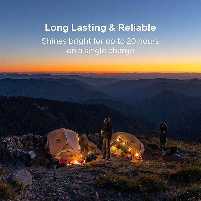 BioLite Solar String Rechargeable, Solar String Lights for Camping, Patio, and Travel, 18-Foot, Warm White