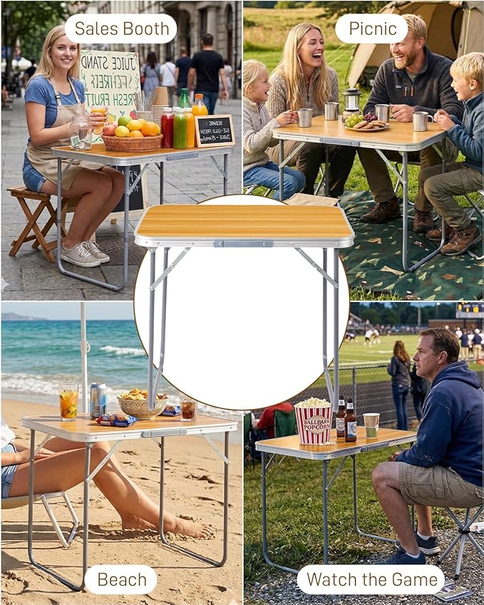 Outvita 2.3ft Portable Folding Camping Table, Outdoor Waterproof Picnic Table, Aluminum Lightweight Suitcase Foldable Table for Picnic BBQ Beach Dining