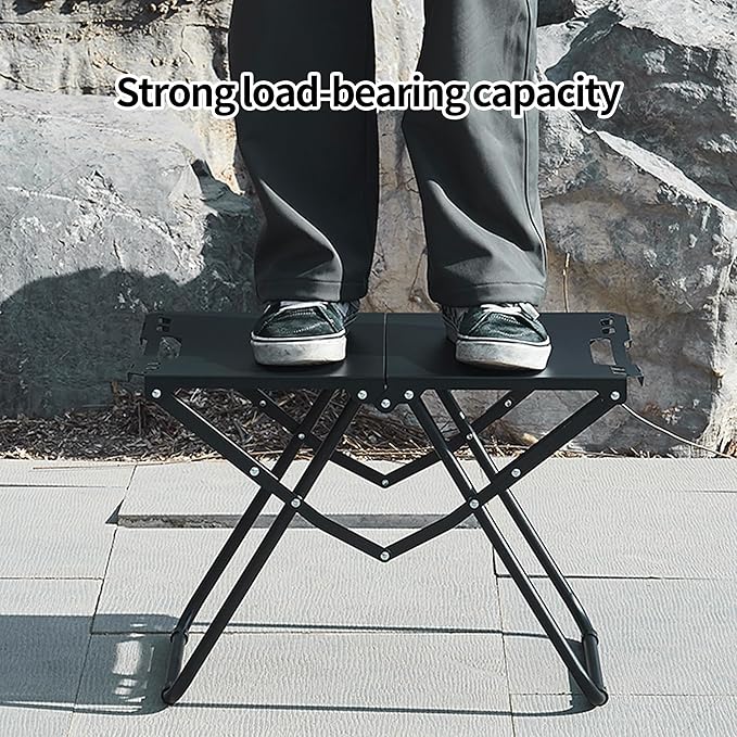 Portable Camping Table, Metal Tactical Foldable Table with Storage Bag, Durable Carbon Steel Outdoor Picnic Table, Perfect for Fishing, Hiking and BBQ