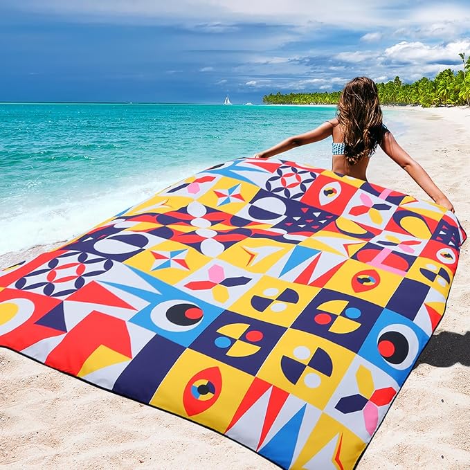 HIHOHO Beach Blanket Waterproof Sandproof Extra Large Beach Mat 79" X 83"/120"x108"for 1-8 Adults Quick Drying Durable Outdoor Picnic Mat for Beach Travel Camping Hiking