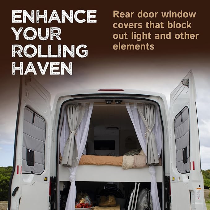 Living in a Bubble Insulated Blackout Window Covers for Ford Transit 2015-Current Mid & High Roof. Van Life Essentials & Camper Van Accessories (Rear Door 2015-Current (Full Plastic Door))