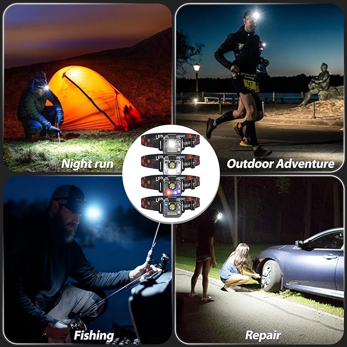 Headlamp Rechargeable 4Pack, 3000 Lumen Ultra-Light Bright Headlamp Flashlight, Clip-on Detachable Portable LED headlamp, 5 Mode Rechargeable Headlamps for Outdoor Camping Fishing