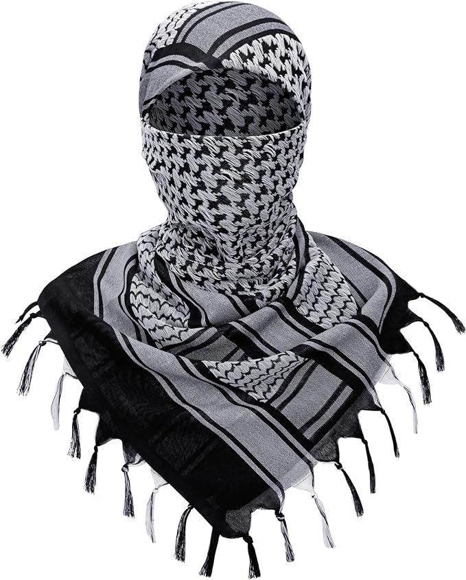 Aonal Military Shemagh Tactical Desert Scarf, 100% Cotton Keffiyeh Neck Head Scarf Wrap for Men Women