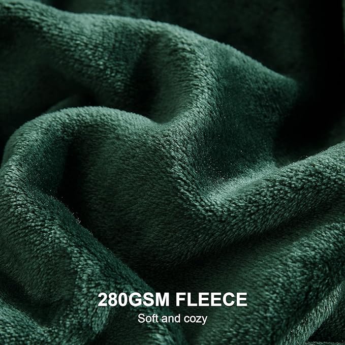 Hansleep Fleece Dark Green Full Blanket, Super Soft Flannel Fuzzy Plush Cozy Blanket for All Seasons, Dark Green, Full 84x90 Inches